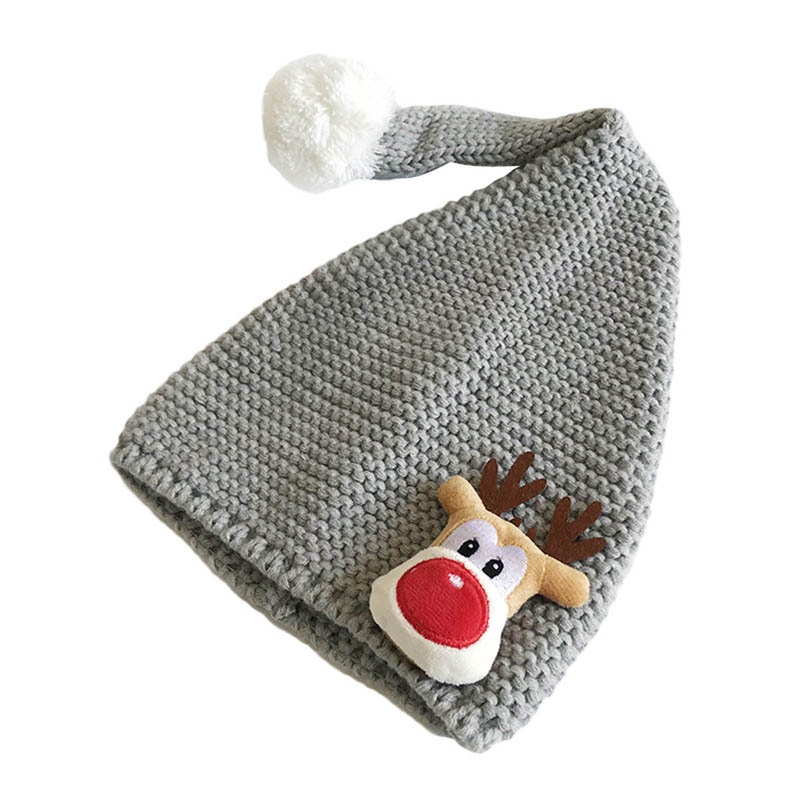 Nón Len Giáng Sinh Đính Banh Lông Dễ Thương Cho Bé 2-6 Tuổi