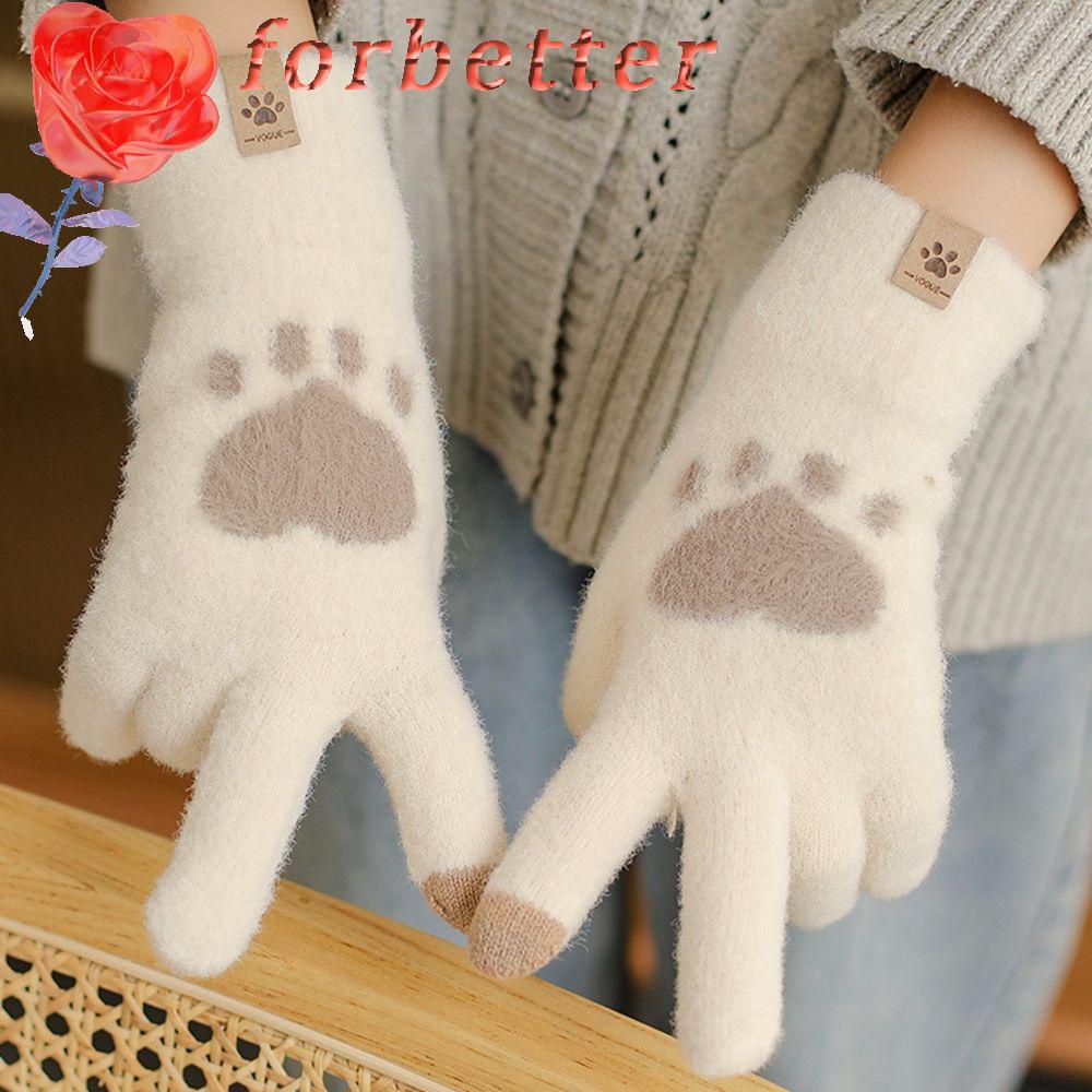 Găng tay lái xe vải len dày mềm mại co giãn thoáng khí hình chân mèo dễ thương