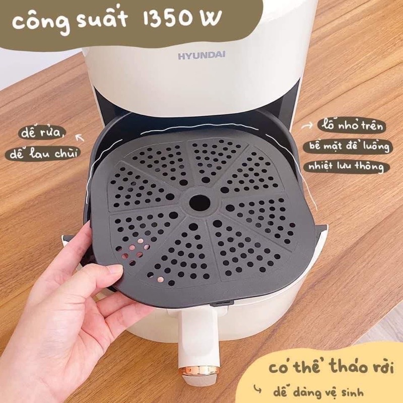 Nồi Chiên Không Dầu HUYNDAI Dung Tích 4,5L Bảo Hành 12 Tháng - Cáo Đeo Nơ