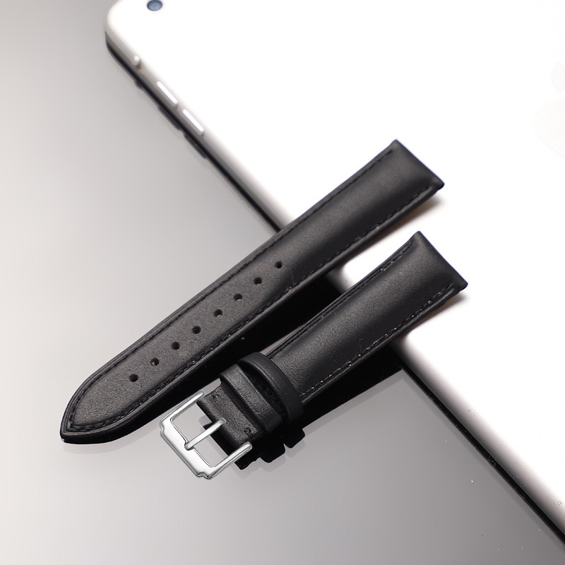 [Hàng nhập Xịn] Dây đồng hồ da bò 2 mặt TRƠN lớp da bò đầu tiên chống thấm nước BO-38 size 12 14 15 16 18 19 20 22 (Đen)