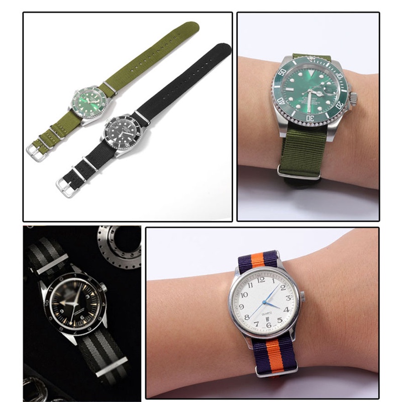 Dây Đeo Tay Thay Thế Bằng Nylon Có Khóa Thép Cho Đồng Hồ NATO 14mm 16mm 18mm 20mm 22mm