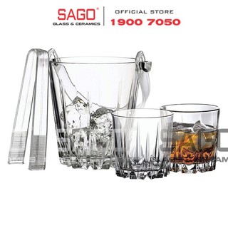 Xô Thủy Tinh Kim cương Pasabahce 830ml Đựng đá Cao cấp ( Kèm Cây Gấp Đá )