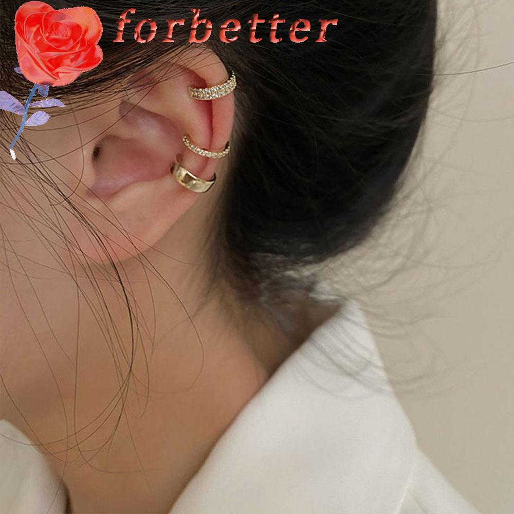 Bộ 3 bông tai dạng móc hình chữ C nhiều màu sắc thời trang phong cách đường phố