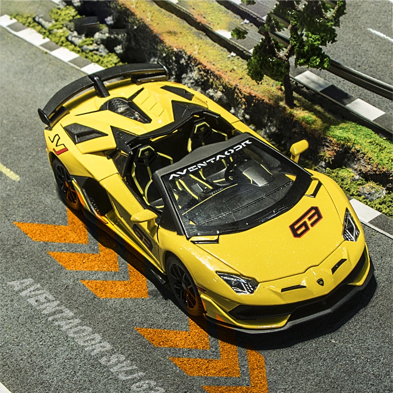 Mô Hình Xe Hơi Lamborghini SVJ 63 Tỉ Lệ 1: 24 Bằng Hợp Kim Có Đèn Và Nhạc Cho Bé Trai