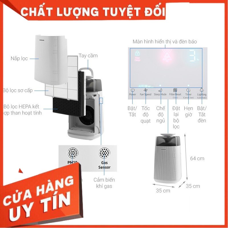 [Mã ELHA22 giảm 6% đơn 300K] Máy lọc không khí Samsung AX40R3030WM/SV .