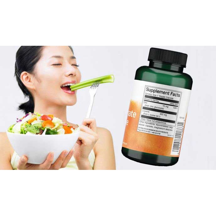 Viên uống giúp Giảm Mụn tăng miễn dịch & làm đẹp da Zinc Gluconate & L-Lysine