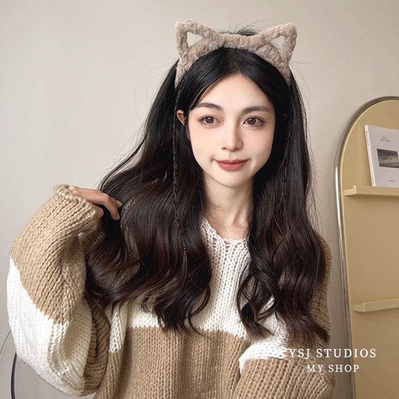 Băng Đô Cài Tóc Hình Tai Mèo Bằng Lông Nhung Dễ Thương Xinh Xắn