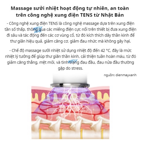 Freeship Máy massage cổ vai gáy cao cấp CHƯỜM NÓNG HỒNG NGOẠI 42 độ C - 4 đầu tiếp xúc, 6 chế độ mat xa, 9 cường độ