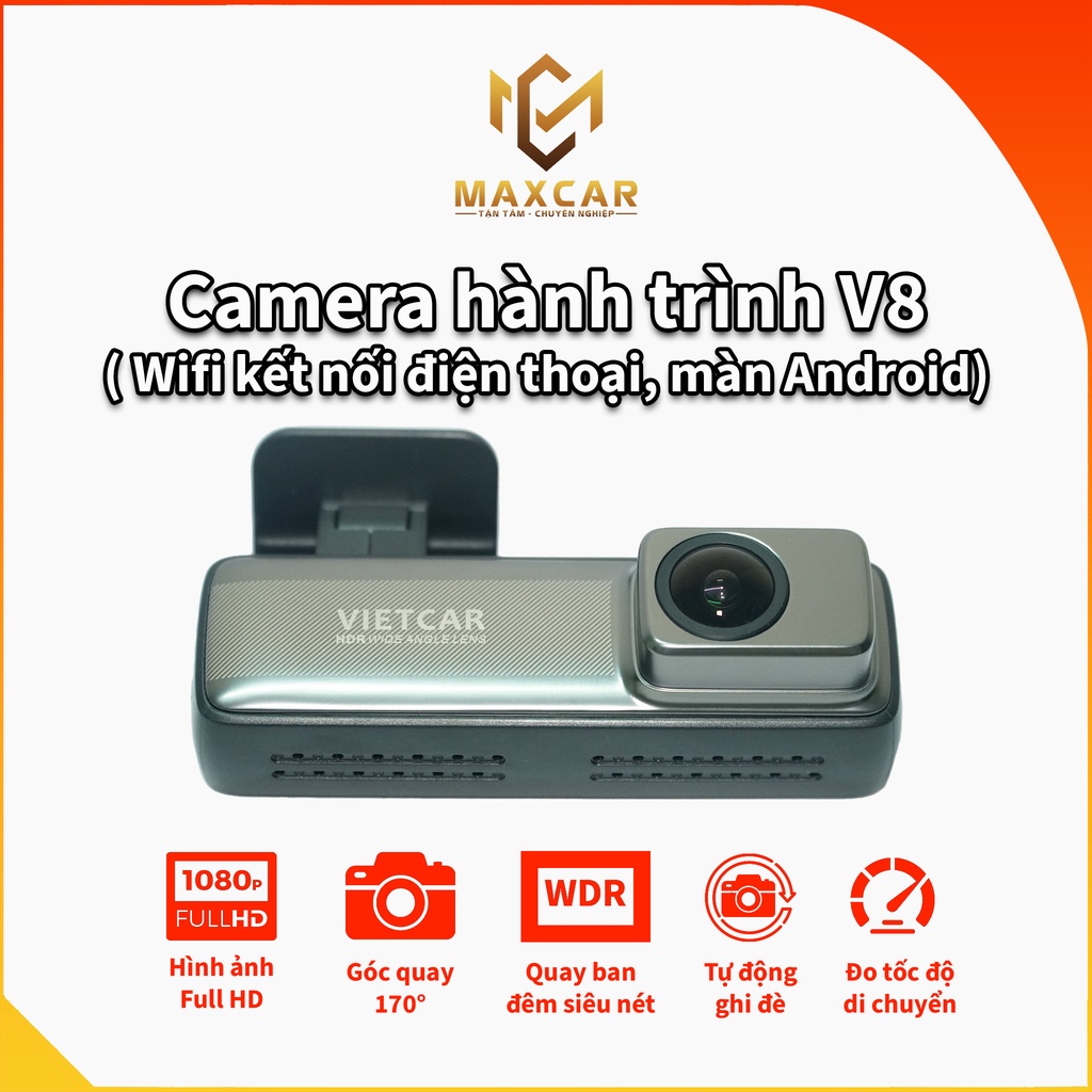 Camera hành trình VIETCAR V8 kết nối điện thoại và màn android