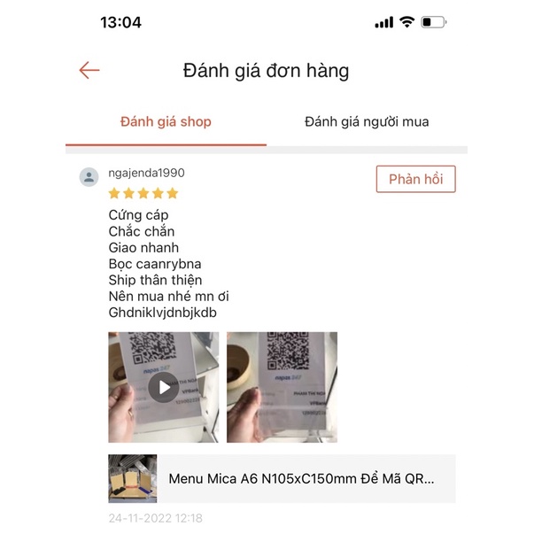 Menu Mica A6 N105xC150mm Để Mã QR Cao Cấp và Giá Rẻ
