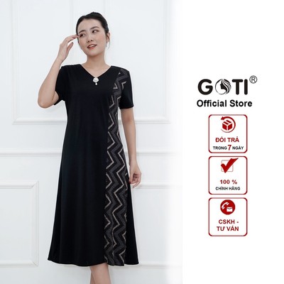 GOTI – Đầm Suông Trung Niên Bigsize Dáng Dài Kiểu Đầm Suông Dự Tiệc Trung Niên In Hoa Tặng Mẹ - Váy Đầm Trung Niên 3354