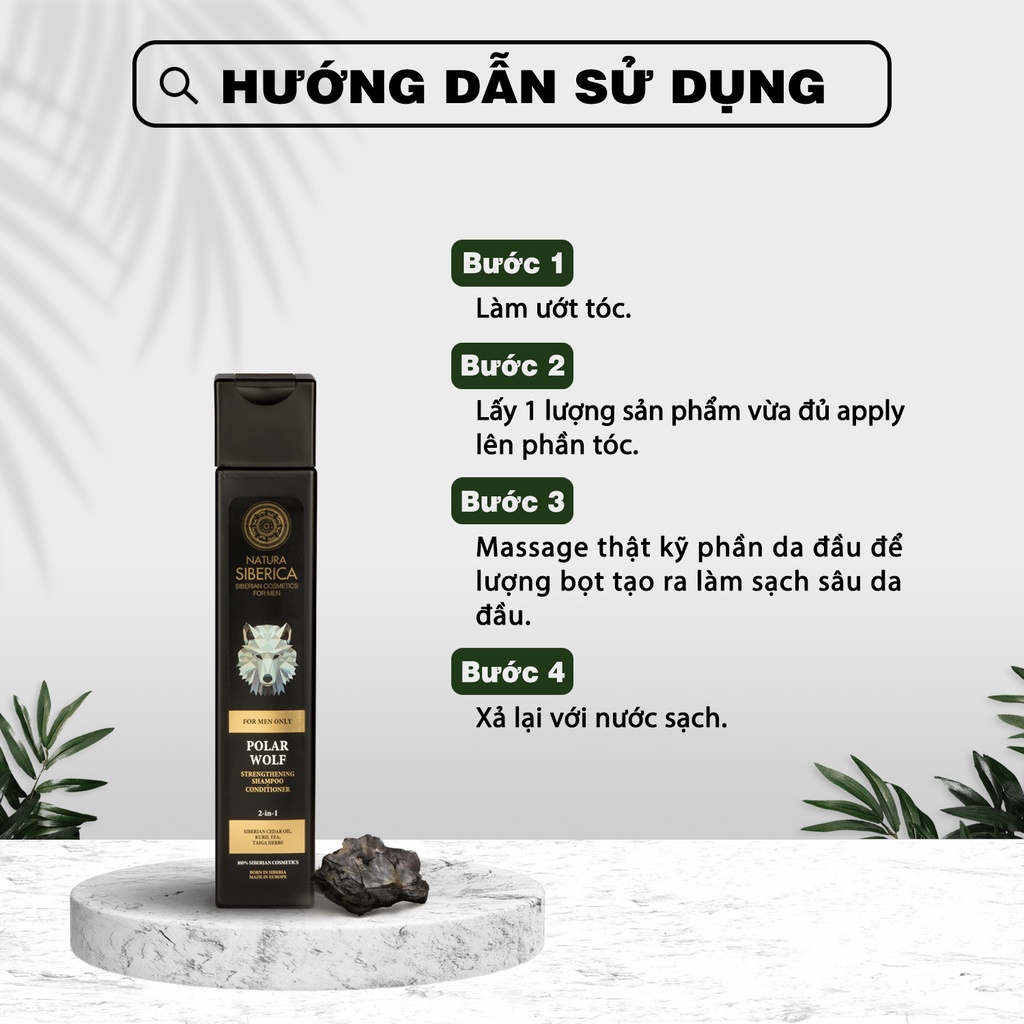 Bộ quà tặng nam giới Intense Love Natura Siberica Dầu gội xả 2 trong 1 Polar Wolf 250ml & Gel tắm Alpha Wolfmale 250ml