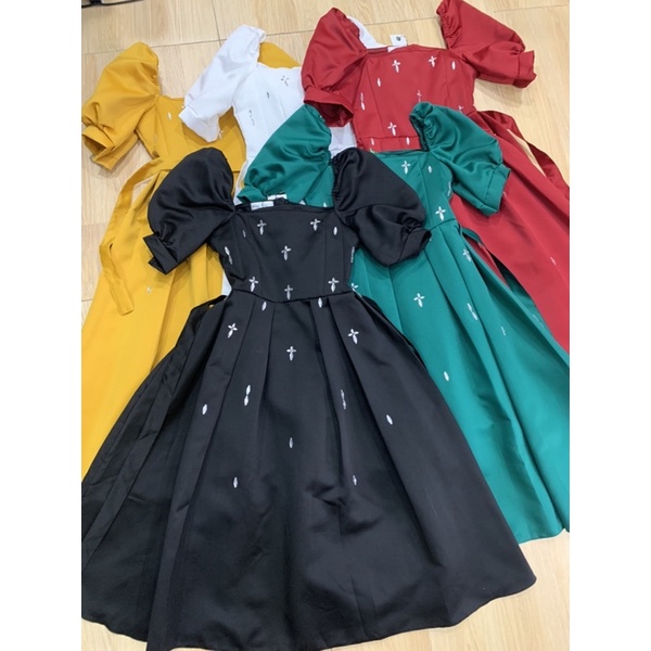 Đầm xoè dự tiệc bigsize TRIPBLE T DRESS đến 80kg cổ vuông tay ngắn phồng kết đá hạt - size M/L/XL/XXL -MS08L