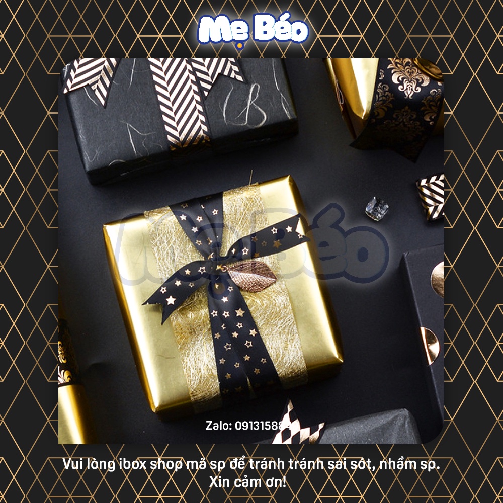 Ruy băng chữ & họa tiết bản kim tuyến vàng 2.5cm/4cm đẹp chất lượng tốt