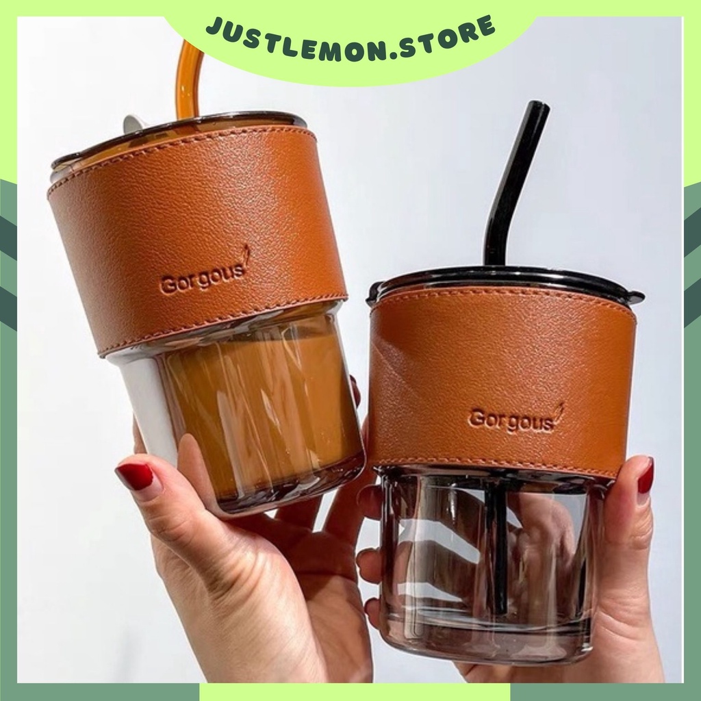 [CHỌN MÀU] Ly Uống Nước Thuỷ Tinh Kèm Bao Da