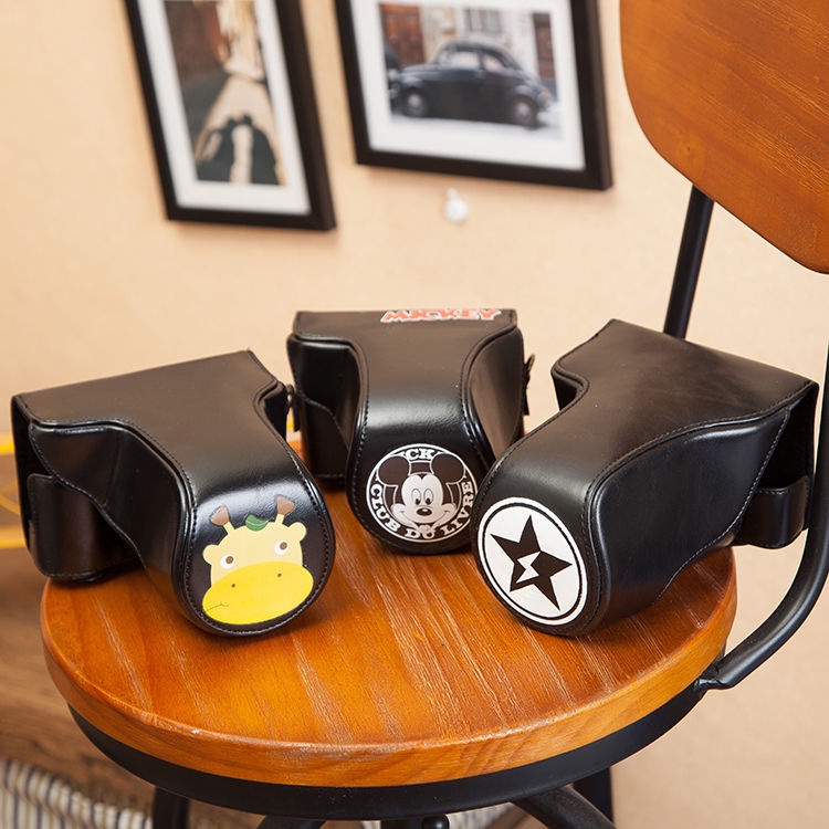 Túi Đựng Máy Ảnh Canon Eosm M6 M50 M100 M200 Sony A6000 ZV-E10 Họa Tiết Hoạt Hình Xinh Xắn