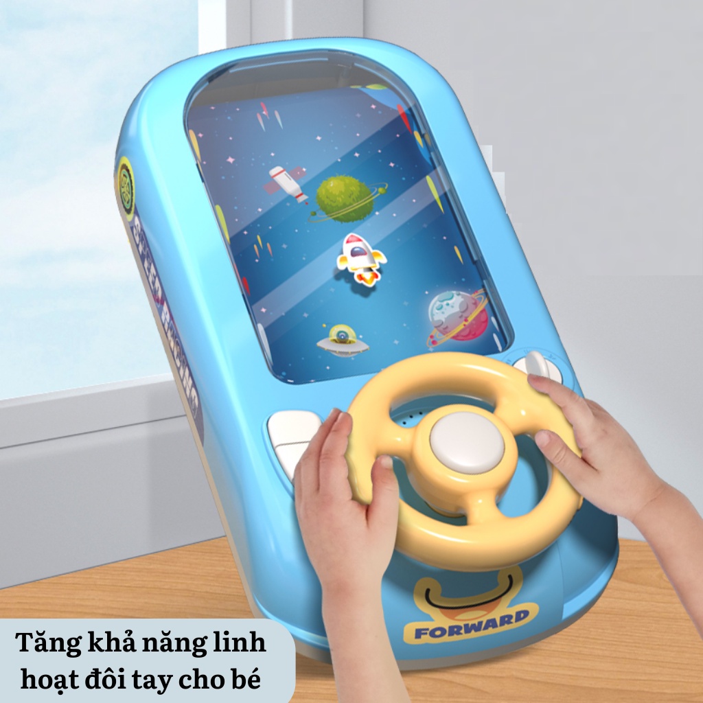 Đường đua xe ô tô, vô lăng đồ chơi cho bé có màn hình có nhạc PLAYKID PK035