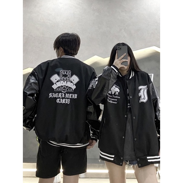ÁO KHOÁC BOMBER KAKI TAY DA THÊU UNISEX NAM NỮ
