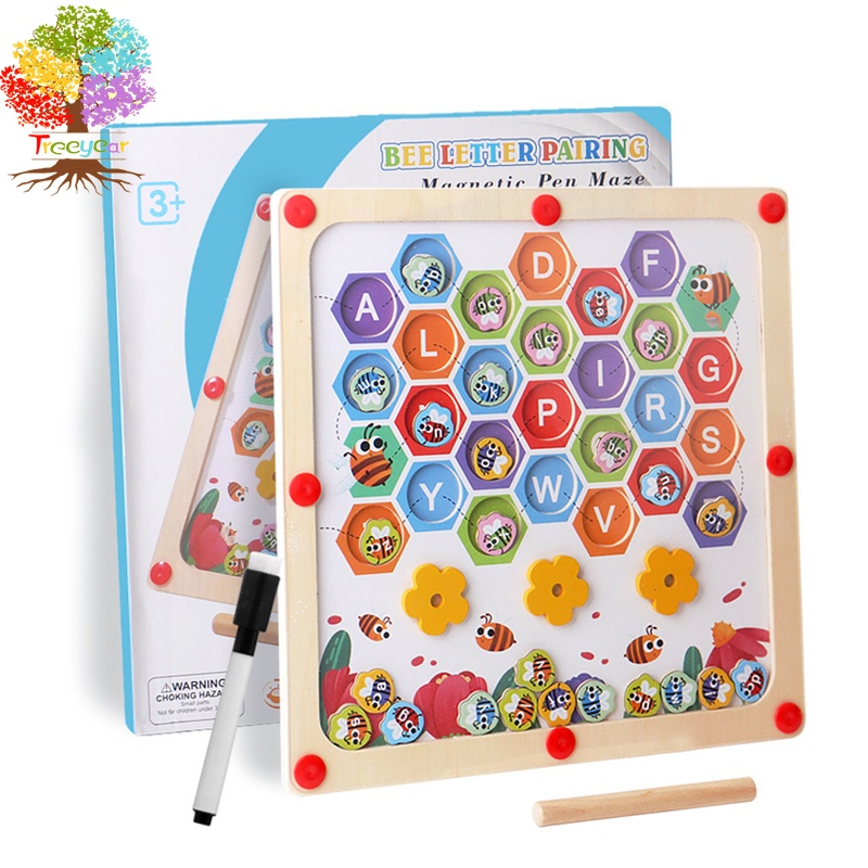 Treeyear Bảng Đồ Chơi Mê Cung Chữ Cái ABC Bằng Gỗ Có Từ Tính Giáo Dục Theo Phương Pháp Montessori