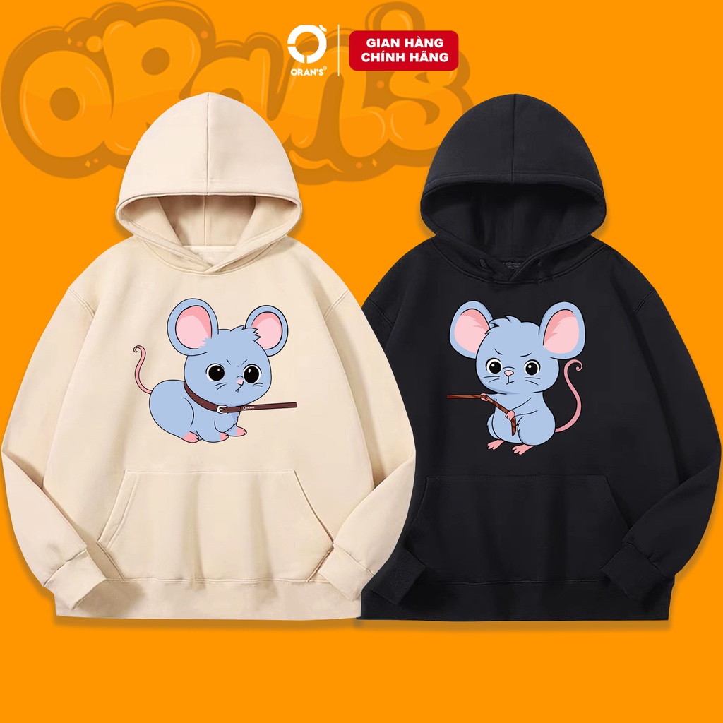 Áo Hoodie in hình chuột tuổi Tý kéo nhau ORAN'S Oversize chất nỉ cotton lót bông, FULLBOX ORANS COUPLE - 07