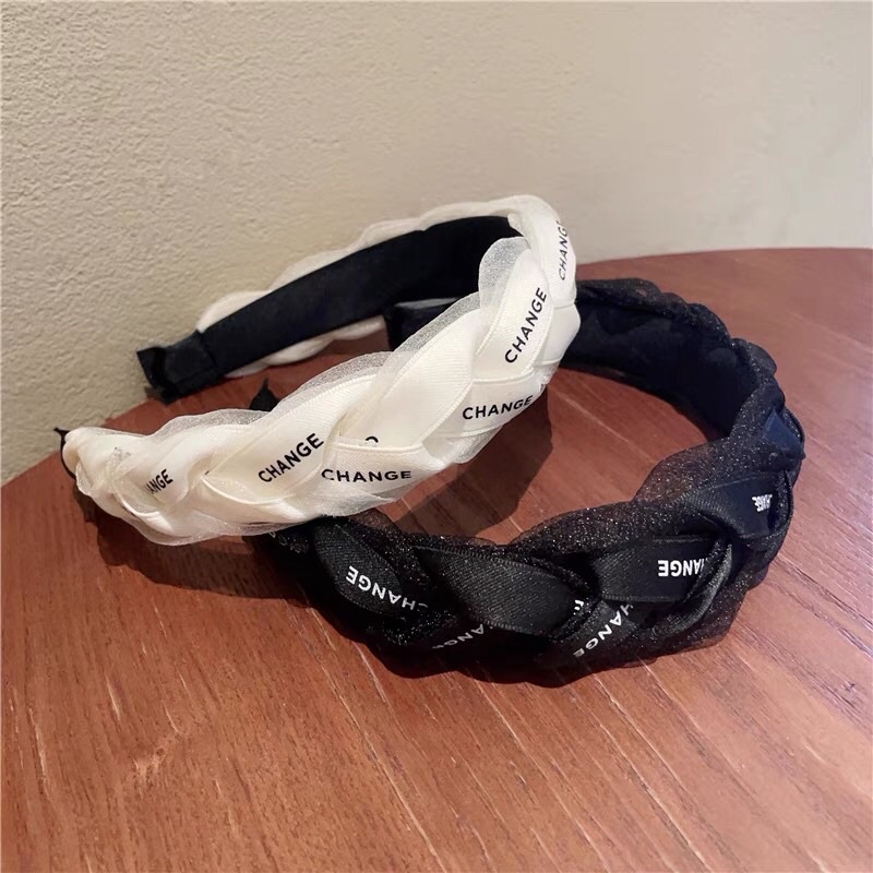 Băng đô cài tóc vải voan bản to phong cách hàn quốc thời trang dành cho nữ