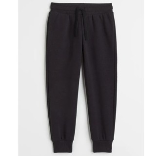 Quần HM bé trái quần joggers đen lót lông auth