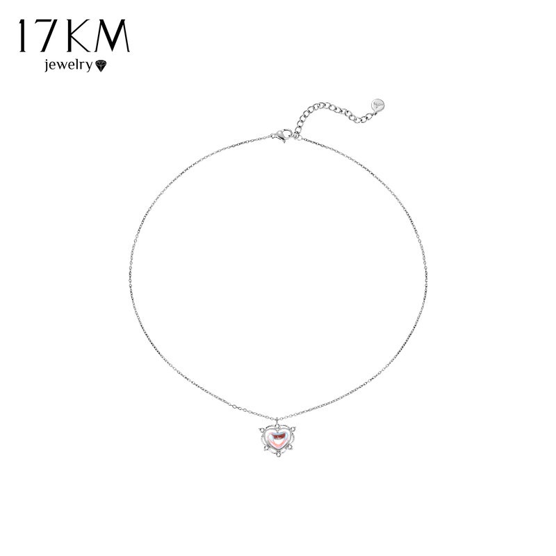 Vòng cổ choker 17KM phối mặt đá mặt trăng hồng thiết kế đơn giản xinh xắn cho nữ