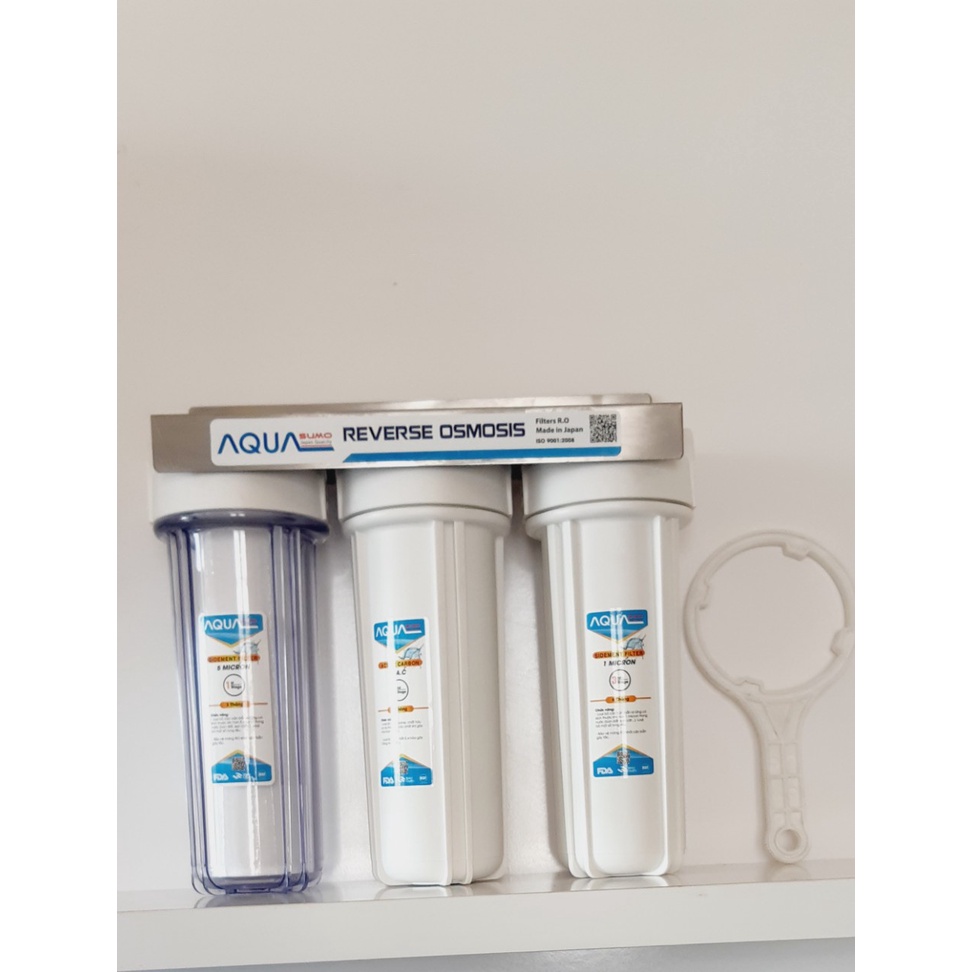 Bộ lọc sinh hoạt 3 cốc lọc 10 inch AQUA ( ly 2 ron ) chịu áp lực cho dòng nước mạnh