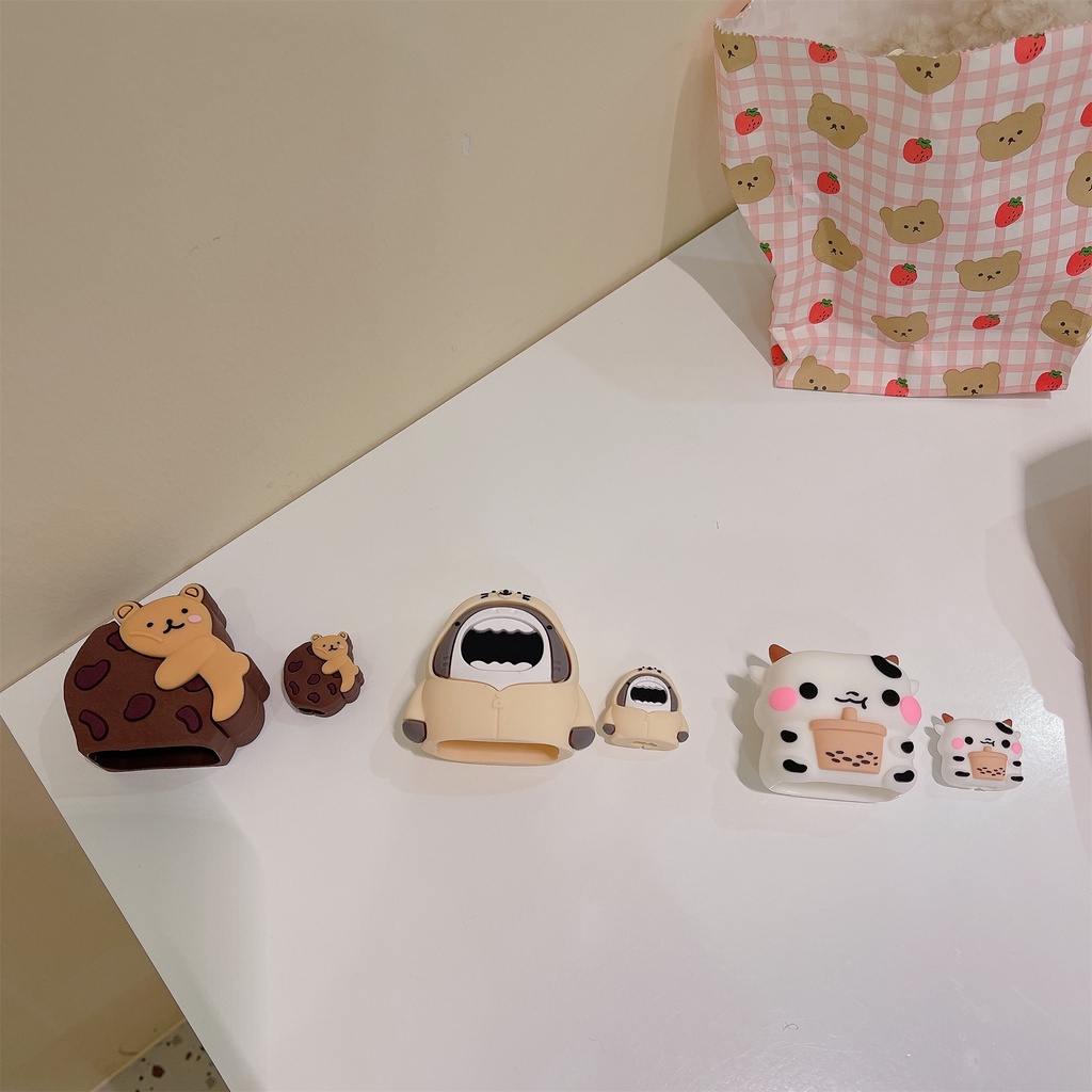 Set 2 Dây Cáp Sạc Nhanh / Truyền Dữ Liệu USB Type-c Hình Cá Mập 3D Bằng Silicon Chống Sốc Cho Apple iphone / ipad 18W / 20W Ốp