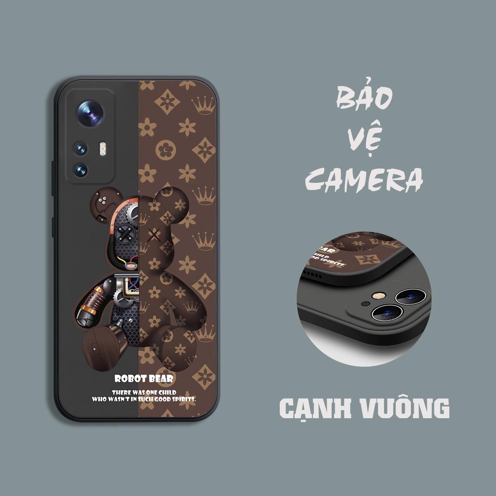 Ốp lưng Xiaomi 12 / 12X / 12 Pro in hình gấu cool ngầu cạnh viền vuông có bảo vệ camera