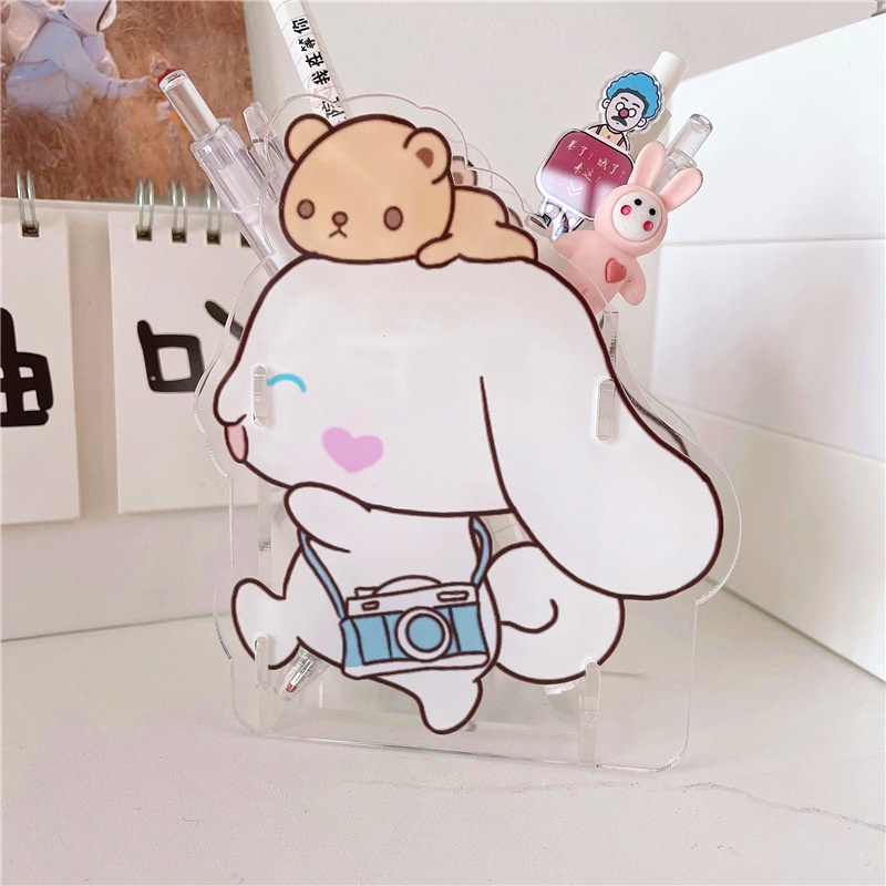 Ống Đựng Bút Bằng Acrylic Trong Suốt Họa Tiết Hoạt Hình Dễ Thương Đa Năng Giá Đỡ
