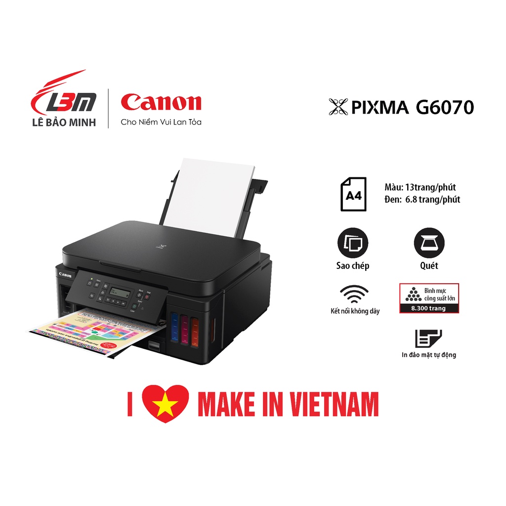 [Mã ELCL12 giảm 9% đơn 300K] Máy In phun đa chức năng Canon G6070 - Hàng chính hãng