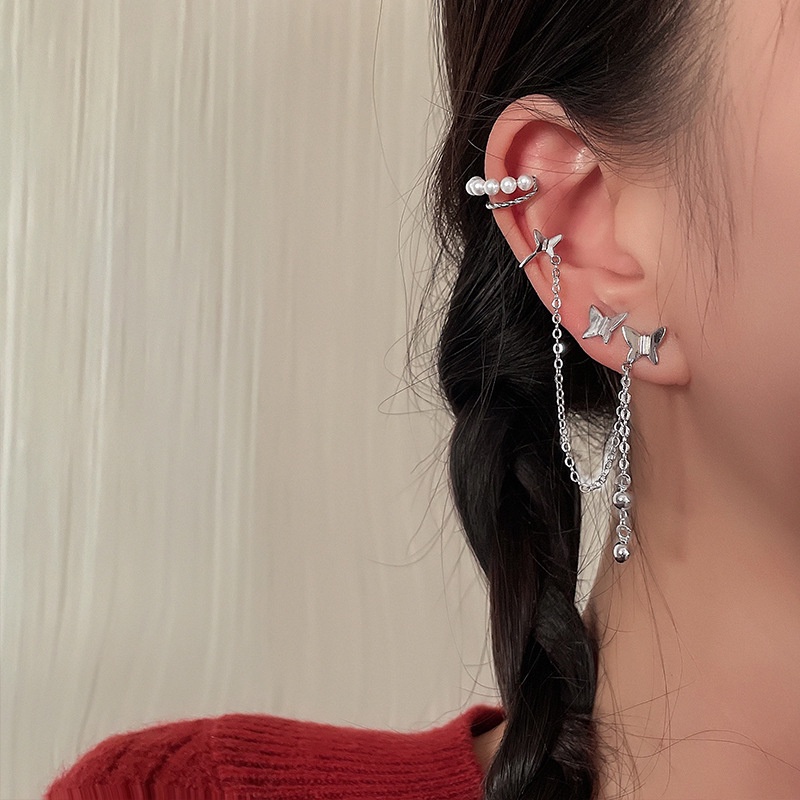 Set 3 Khuyên Tai Fantastic789 Đính Ngọc Trai Và Cánh Bướm Phong Cách Hàn Quốc Cho Nữ