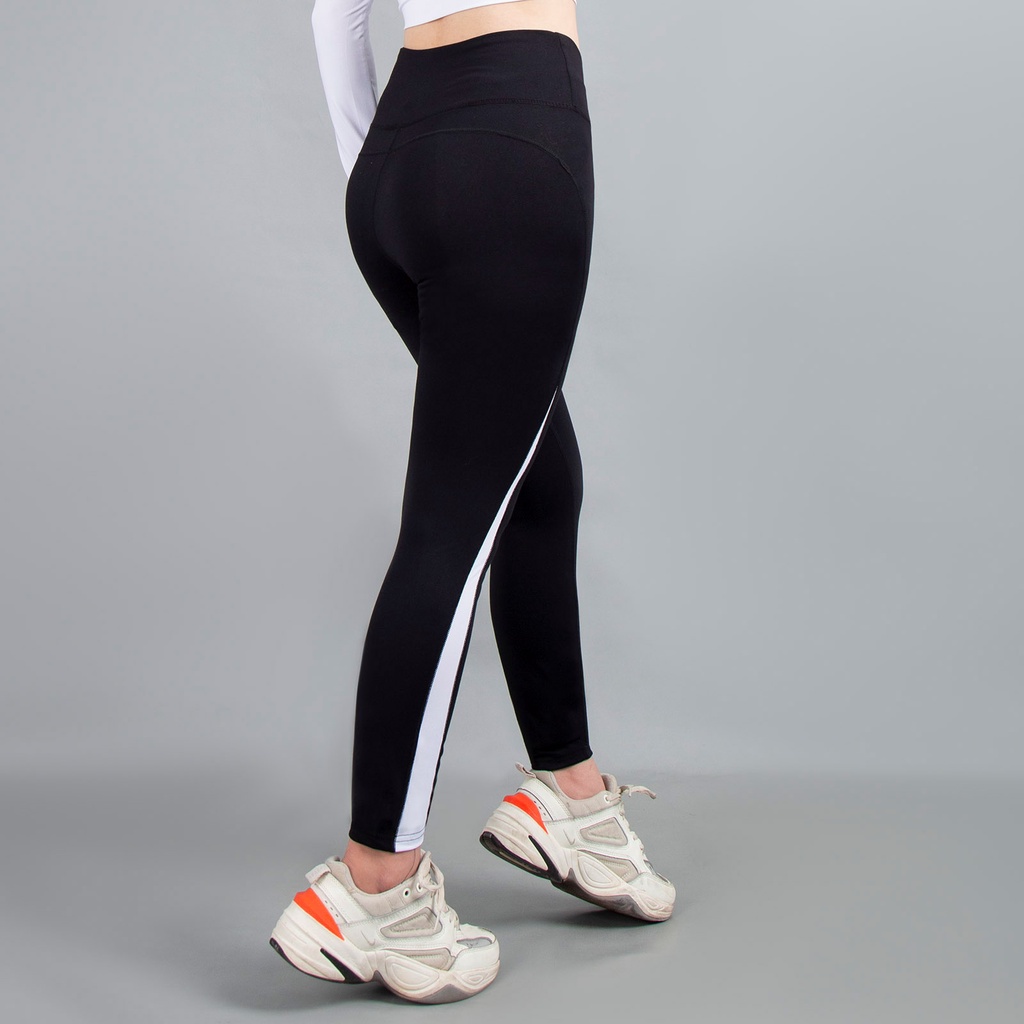 Quần thể thao Gladimax Leggings Genmax G12 đen phối màu hai bên hỗ trợ, nâng cao hiệu quả tập luyện