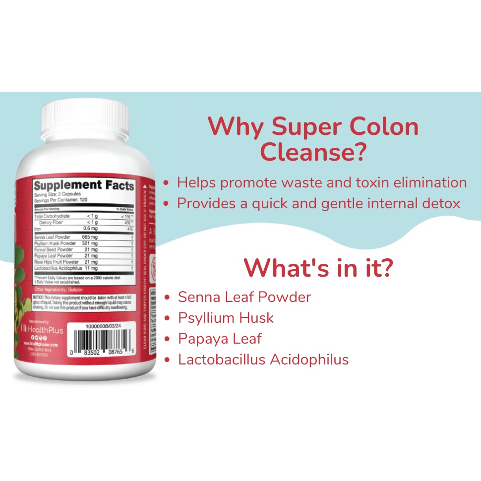 Bột thải độc đại tràng Super Colon Cleanse Health Plus Detox 340g