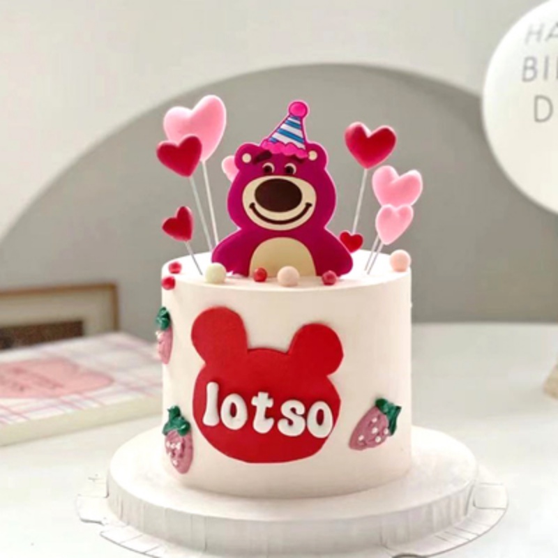 Búp Bê Trang Trí Bánh Kem Hình Gấu Dâu Hoạt Hình Dễ Thương