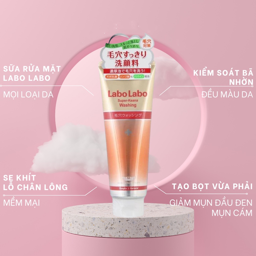 Sữa Rửa Mặt LABOLABO 120g  giúp se khít lỗ chân lông, loại bỏ những tế bào chết(