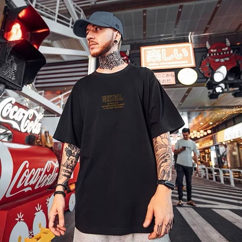 Áo Thun Nam Oversize In Họa Tiết Hoạt Hình Phong Cách Hip Hop Đường Phố Hàn Quốc Cỡ M-8XL