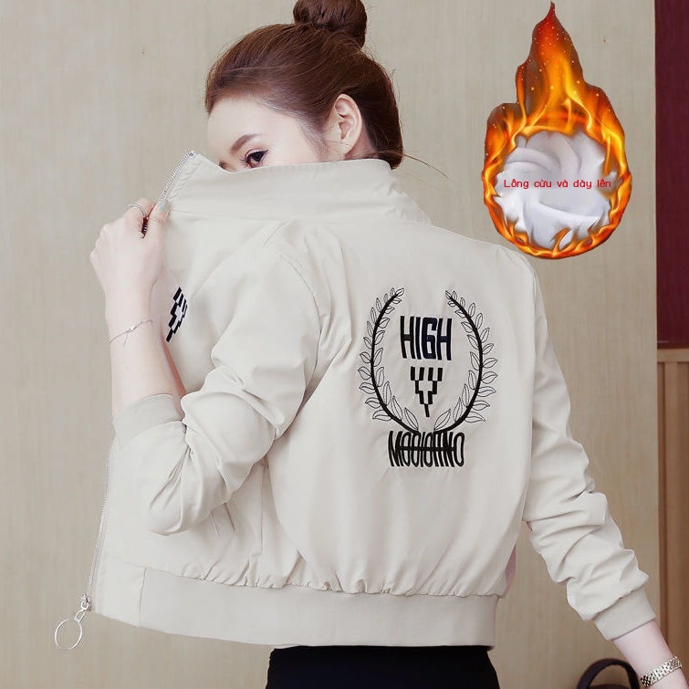 Áo Khoác Bóng Chày Ngắn Có Dây Kéo Size Lớn   Thời Trang Xuân Thu Phong Cách Hàn Quố