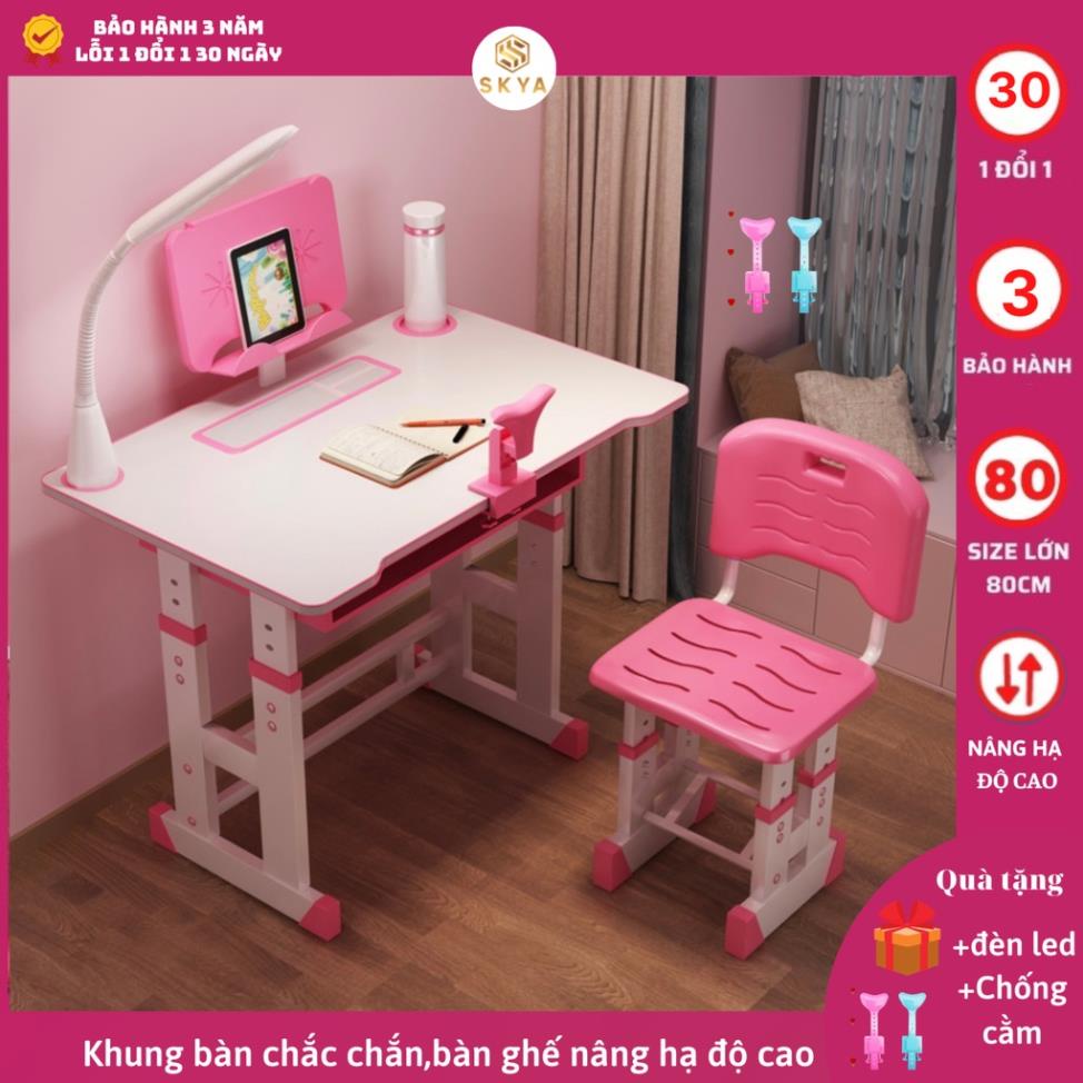 Bộ bàn ghế học sinh bàn học thông minh cho bé chống gù chống cận có giá để sách và ipad tiện lợi
