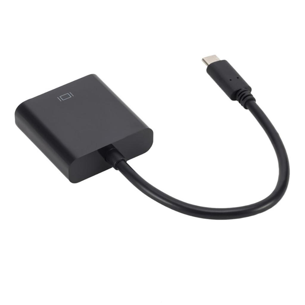 Portable Black Plastic USB 3.1 Type C USB-C male to Female VGA Adapter Cable1021