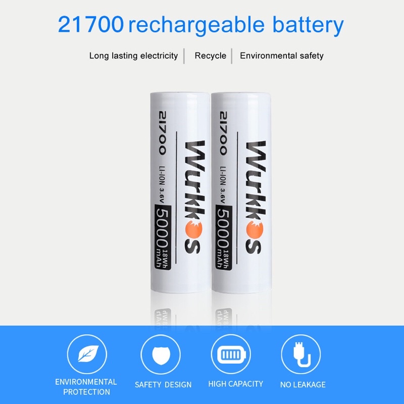 Pin Li-ion 21700 3.7V WURKKOS 5000mAh có thể sạc lại được
