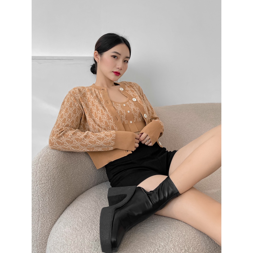 DVRK - Set cardigan họa tiết Monogram BISCUIT-DVRK-22SS