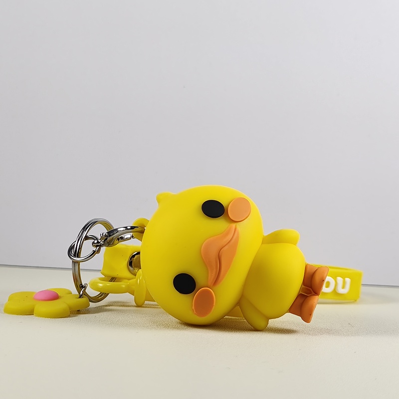 Móc Khóa Hình Chú Vịt Vàng Đội Mũ Bảo Hiểm Dễ Thương