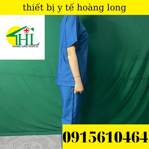 Bộ scrubs bác sĩ, quần áo y tế xanh cổ vịt đậm nam, nữ các size S M L XL