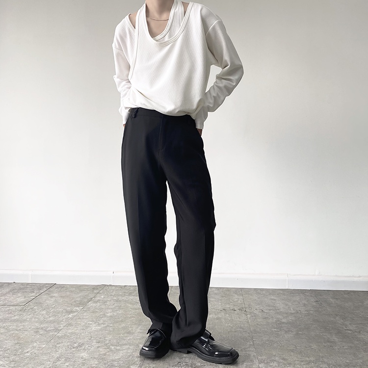 November Áo Thun Tay Dài Giả Hai Lớp Dáng Rộng Phong Cách Hàn Quốc Thời Trang Mùa Thu Cho Nam