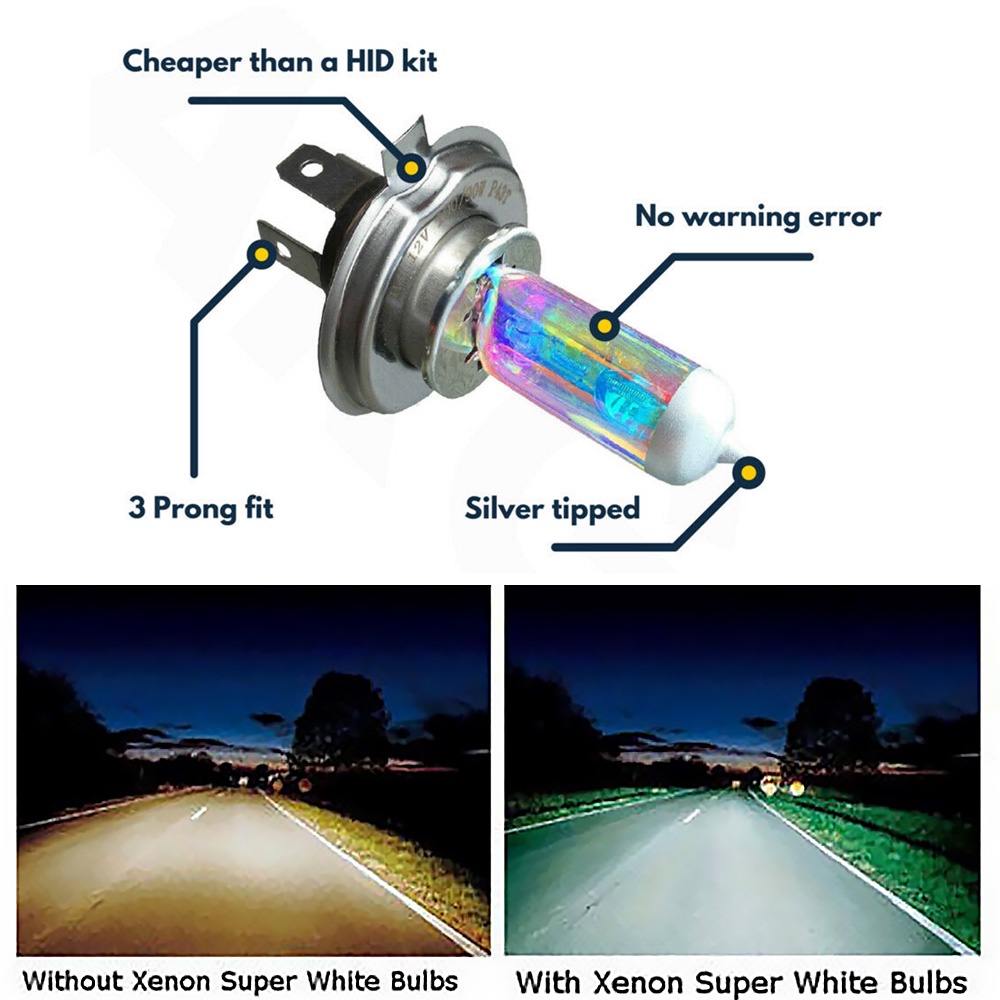 Bóng Đèn Pha xenon H4 100w 8500k 12v Siêu Sáng Cho Xe Hơi