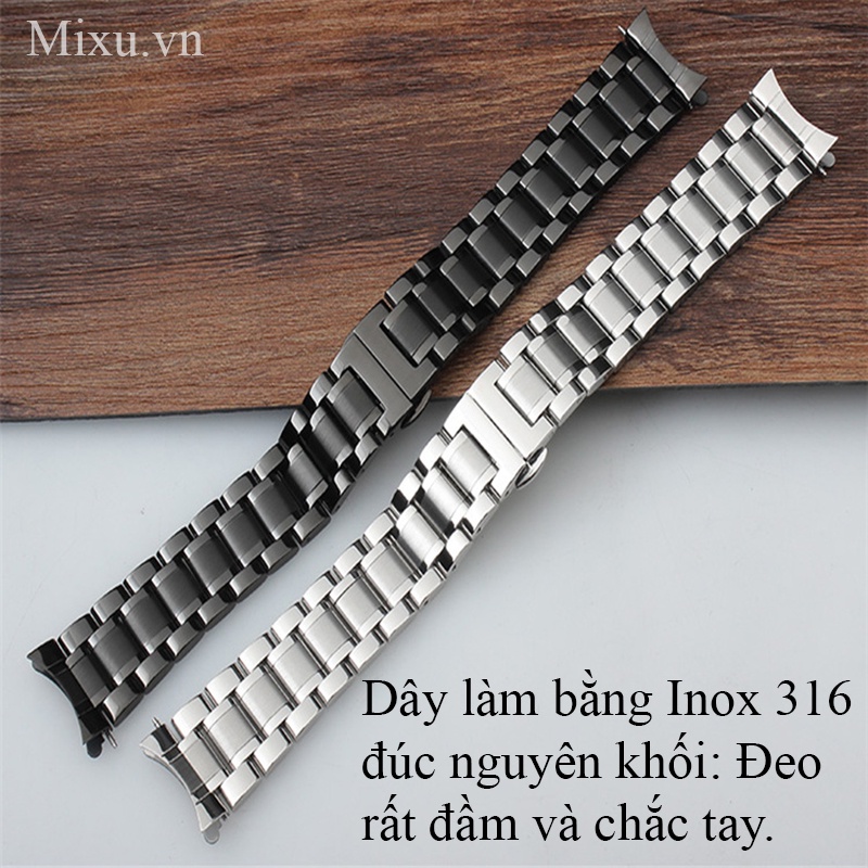 Dây đồng hồ nam nữ - Inox đúc nguyên khối, dây đeo đồng hồ kim loại size 18mm 20mm 22mm 24mm, quai thép không gỉ casio