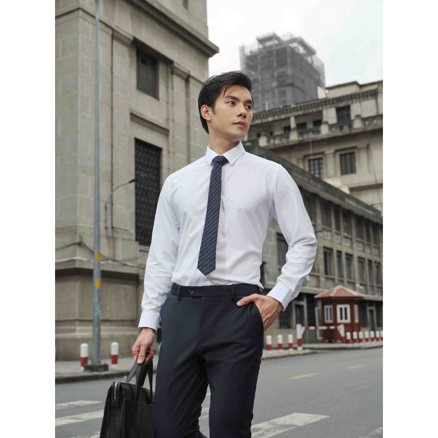 Áo sơ mi trắng nam dài tay OWEN somi công sở cao cấp vải sợi sồi dáng suông tà lượn có túi hoặc slim fit không túi ngực