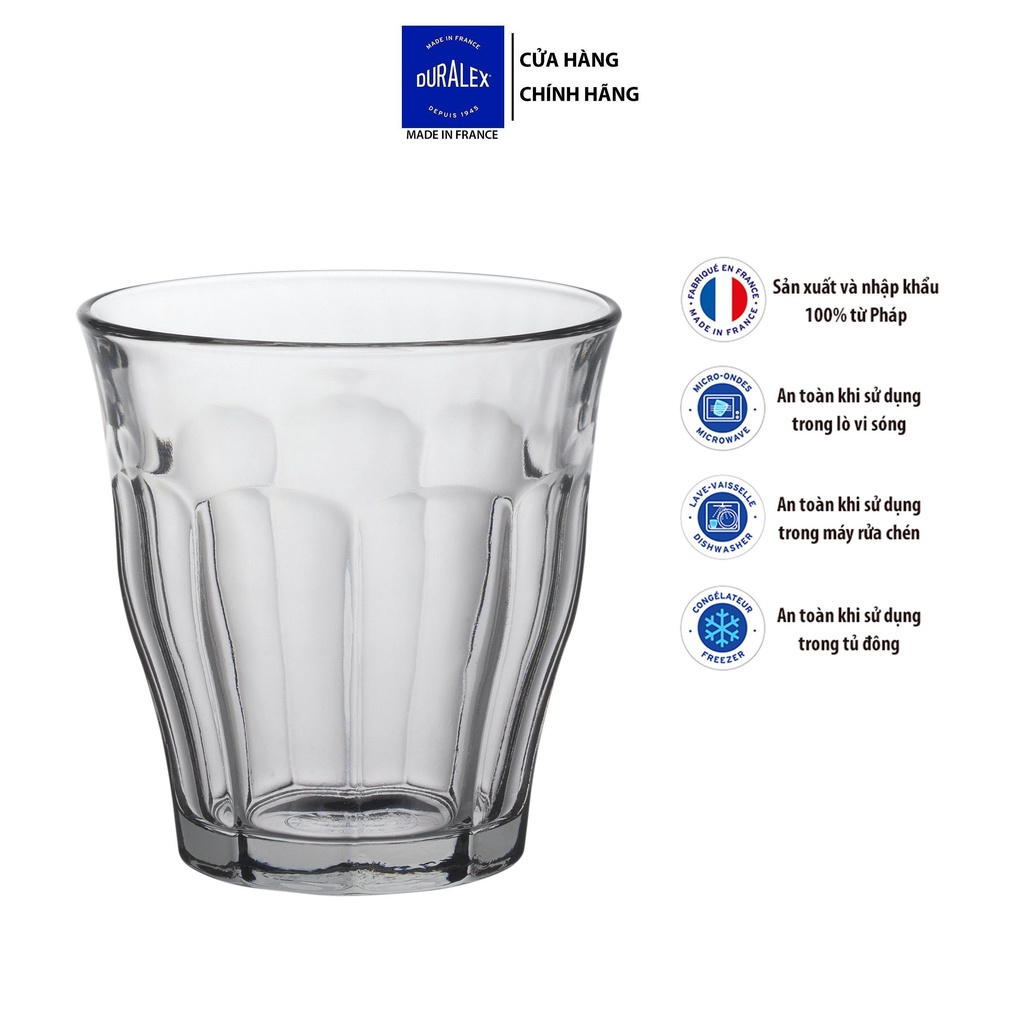 Bộ 6 ly D1025A Duralex - Picardie Trong Clear 160ml Thủy tinh cường lực cao cấp Pháp [Chính Hãng]